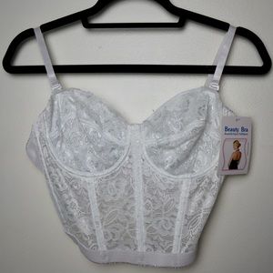 Vintage 80s Deadstock White Lace Bustier by Beauty Bra